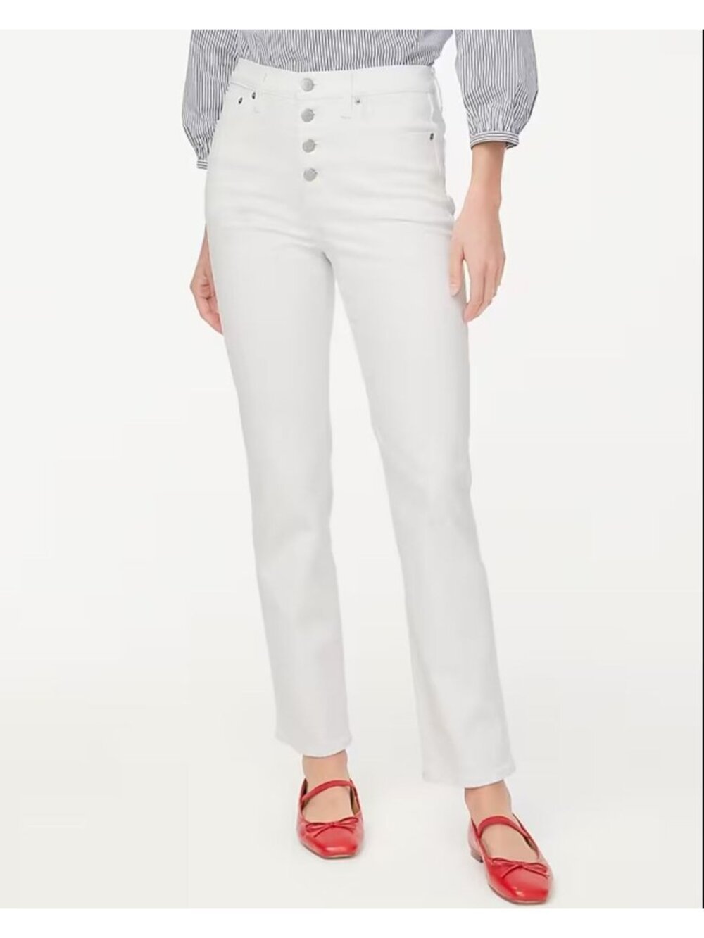 J. Crew Factory High-Rise Stovepipe Jeans White Size 25 NWT CG453